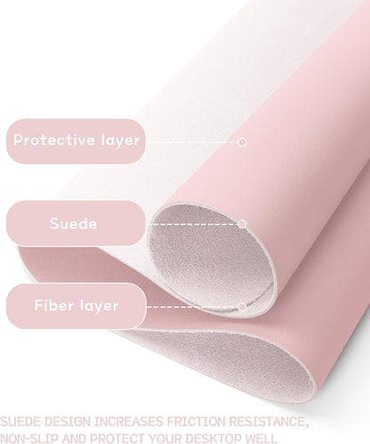 YSAGi Non-Slip Leather Desk Pad, Waterproof Laptop Computer Desk Keyboard Mat, Table Protector Blotter Mat, Large Mouse Pad for Office/Work/Home/Decor(Pink, 23.6" x 13.7")