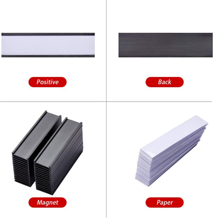 Eeoyu Magnetic Label Holders with Magnets Magnetic Data Card Holders with Clear Plastic Protectors for Metal Shelf, Whiteboard, Set of 50 (0.8 x 3 Inch)