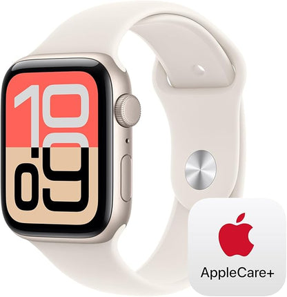 Apple Watch SE 3 [GPS 44mm] Smartwatch with Starlight Aluminium Case with Starlight Sport Band - M/L. Fitness and Sleep Trackers, Heart Rate Monitor with AppleCare+ (2 Years)