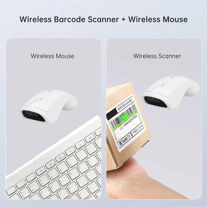 New Wireless Mouse Barcode Scanner, 2-in-1 Design 2D Handheld Barcode Scanner with Wireless Mouse Functions for POS System,Store,Supermarket, Warehouse.(Black)