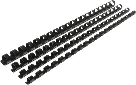 CR21-681012BK Binding Combs Plastic 21 Ring 25-90 Sheet Capacity, Max Binding A4 Size Paper, 1/4in, 5/16in, 3/8in, 1/2in, Black Multi-Size Pack of 100
