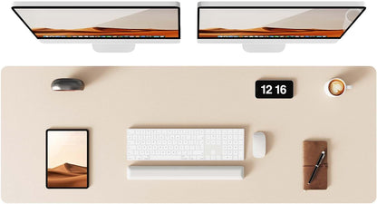 YSAGi Leather Desk Pad Protector, Office Desk Mat, Large Mouse Pad, Non-Slip PU Leather Desk Blotter, Laptop Desk Pad, Waterproof Desk Writing Pad for Office and Home (Eggshell, 47" x 17")