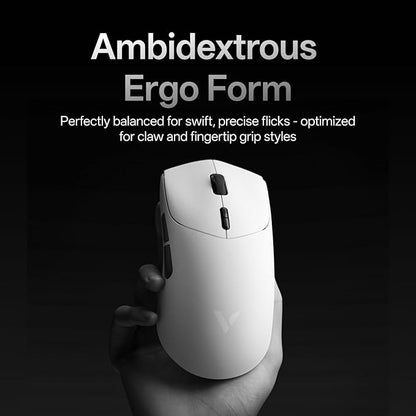 Rapoo VT7 Wireless Gaming Mouse, True 8K Wireless Polling Rate, 53g Lightweight, Up to 750 Hr Battery, Nordic nRF54L15 MCU, 100-Million Mechanical Switch, 10 Programmable Buttons, White