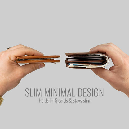 Kings Loot Wallet for Men | Minimalist Slim RFID Blocking Leather Design with Cash Pocket & Card Pull Strap | Holds 1-15 Cards | Stylish & Durable Wallets (Sapphire)