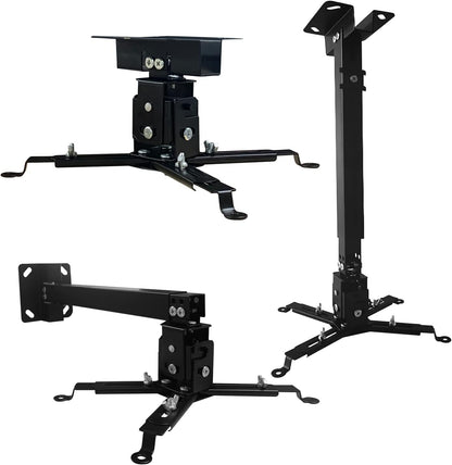 Projector Mount Wall or Ceiling Projection Mount Bracket with Adjustable Height and Extendable Arms Mounts for Home and Office Projector