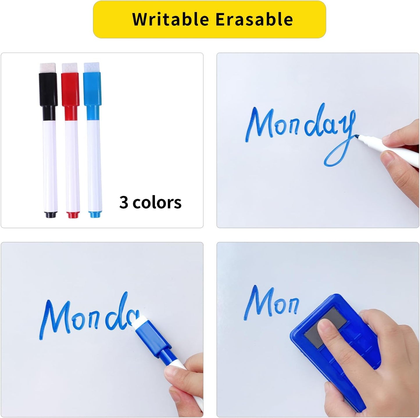 Magnetic Whiteboard Contact Paper 24" x 36" Peel and Stick Dry Erase White Board for Wall Self-Adhesive Decal Wallpaper Sticker for Office, Home, with Marker, Eraser and Magnet