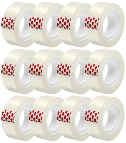 12 Rolls Transparent Tape Refills, Clear Tape Dispenser Refill Rolls, Glossy Gift Wrap Tapes for Office, School, Home, 3/4 x 1000 Inches