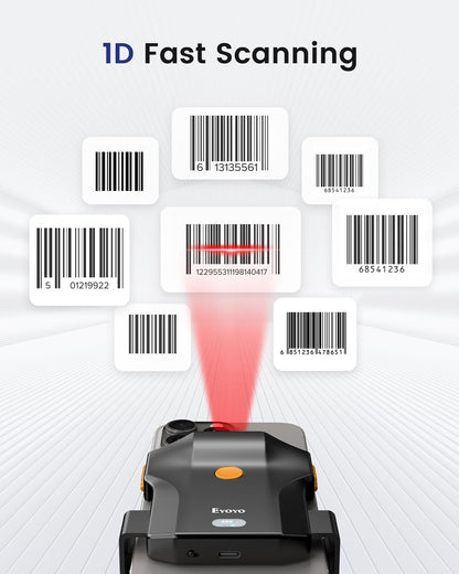 Eyoyo Bluetooth Barcode Scanner Wireless: Portable Phone Back Clip 1D Bar Code Reader for Library, Retail Store, Book Inventory - Fast UPC ISBN Scanner Compatible with 4.7"-7.2" Android Phone, iPhone