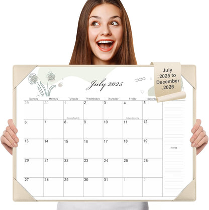Gannyfer Desk Calendar 2025-2026 with Desktop Mat - 18 Month Large Table Calendar, 22" x 17" Desktop Pad Calendar for Planning and Organizing In Your Family, School or Office(6 Stickers Included) (White)
