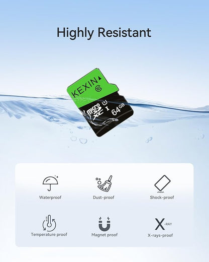 KEXIN 64GB Micro SD Card 10 Pack with SD Adapter microSDXC Memory Card UHS-I C10 U1 Micro SD Cards Bulk Full HD High Speed TF Card for Smartphone Tablet Action Camera Dash Cam Game Console, 10Pack 64G
