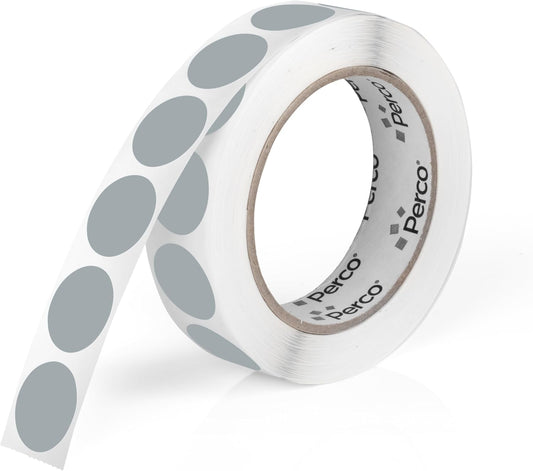 Perco Grey 1-Inch Round Circle Dot Sticker Labels with Easy Peel Perforation - 1,000 Labels per Roll - Strong Adhesion, Vibrant Colors for Organizing, Crafting & More - Made in USA
