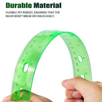 28 Pack Plastic Ruler 12 Inch Transparent Rulers - Metric Bulk for Kids School Office Classroom, Green