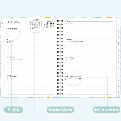 Planner 2025-2026 for Women & Men, Weekly and Monthly Calendar Notebook (July 2025 - June 2026), Hardcover Spiral Bound School Teacher Student Planner with Tabs, Inner Pocket, A5 (6.3" x 8.5")