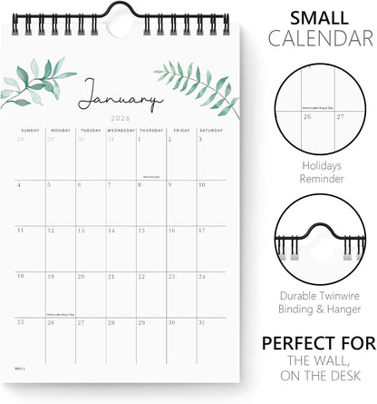 Jotsome Small Calendar 2025-2026, Mini Calendar From Now to December 2026 6"x9", Aesthetic Calendar Wall Decoration in Home and Office for Easy Organizing
