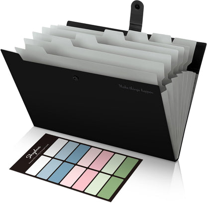 SKYDUE 8 Pockets Accordion File Organizer, Expanding File Folders, Portable Document Paper Organizer, A4 Letter Size, Snap Closure, Pack of 4