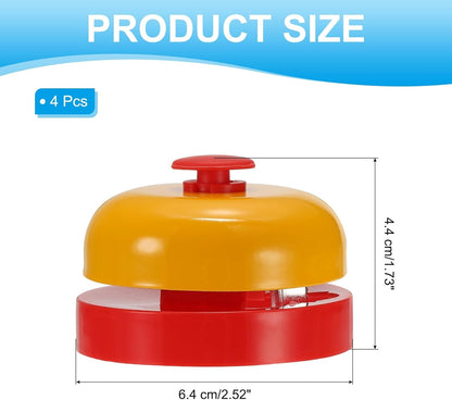 PATIKIL 4 Pcs Desk Call Bell 2.5" Dia with Metal Anti-Rust Construction Yellow/Red