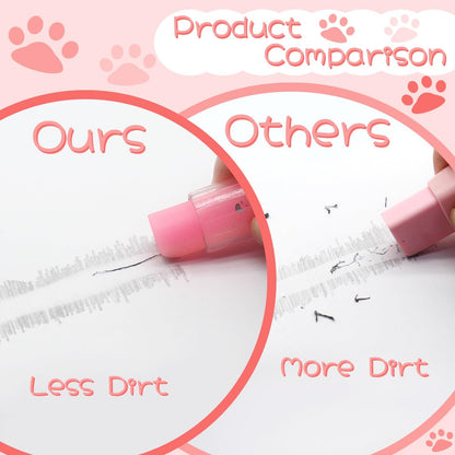 Benvo 4Pcs Sliding Retractable Pencil Erasers with Cat Paw Plastic Sleeve Cute Jelly Erasers for School Office Clean Erase Rubber(Gradient Color)