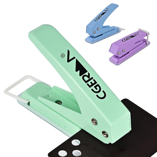 Single Hole Puncher, 3 Pack ， 1/4" Hole, 50% Labor Savings, Heavy Duty Metal Punch, 15 Sheet Capacity, for ID Cards, Chipboard, Art Project, Crafts Easy Punching,