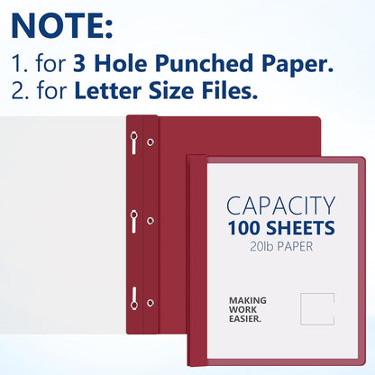 48 Pack Plastic Report Covers with 3 Prongs Presentation Folders Bulk, 100 Sheet Capacity, Clear Front Report Covers for Presentation Document Paper School Office Supplies (Dark Colors)