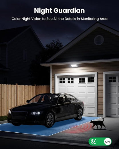 Solar Security Cameras Wireless Outdoor, 3MP Pan Tilt 360°WiFi Camera with Color Night Vision/PIR Sensor/2-Way Audio/Alexa/Google Assistant