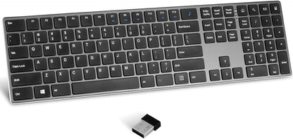 K01R Wireless Keyboard, 2.4G Slim and Compact Wireless Keyboard with Numeric Keypad, Long Battery Life, Lag-Free for PC Laptop Computer Windows, Space Grey