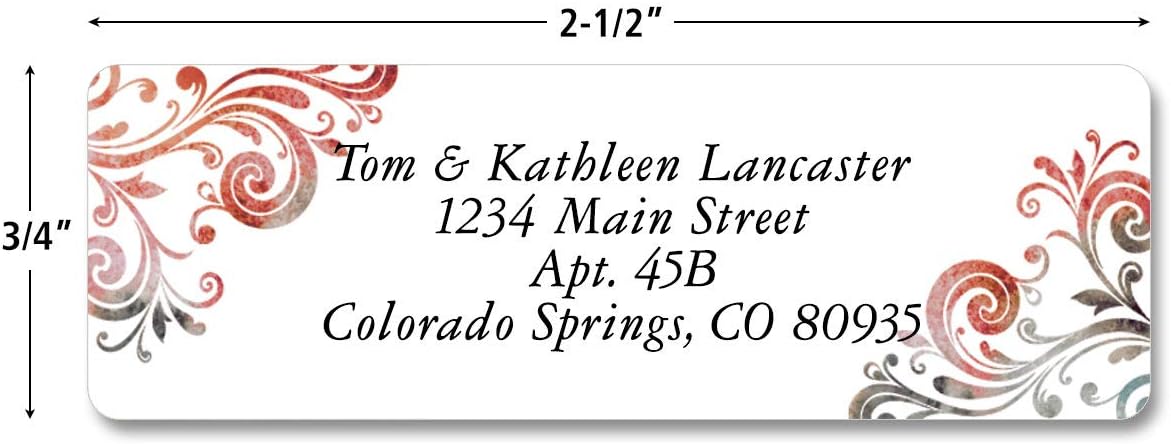 Colorful Images Colorful Gray Swirls Rolled Personalized Return Address Mailing Labels with Dispenser, Customize with Name & Shipping Address, 500 ¾” x 2½” Self Adhesive, Easy Peel Label Roll