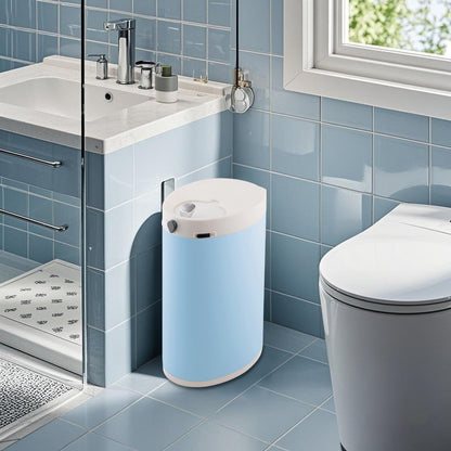 Diaper Pail, Baby Diaper Trash Can with Childproof Lock, Stainless Steel Garbage Pail with lid, Soft Close, Removal Inner Liner, Odor Control, 15 Liter/ 4 Gallon Diaper Disposal Bin, Blue