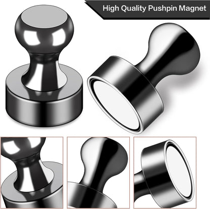 LOVIMAG Strong Refrigerator Magnets, 25 Pcs Black Push Pin Magnets, Perfect for Fridge, Office, Classroom