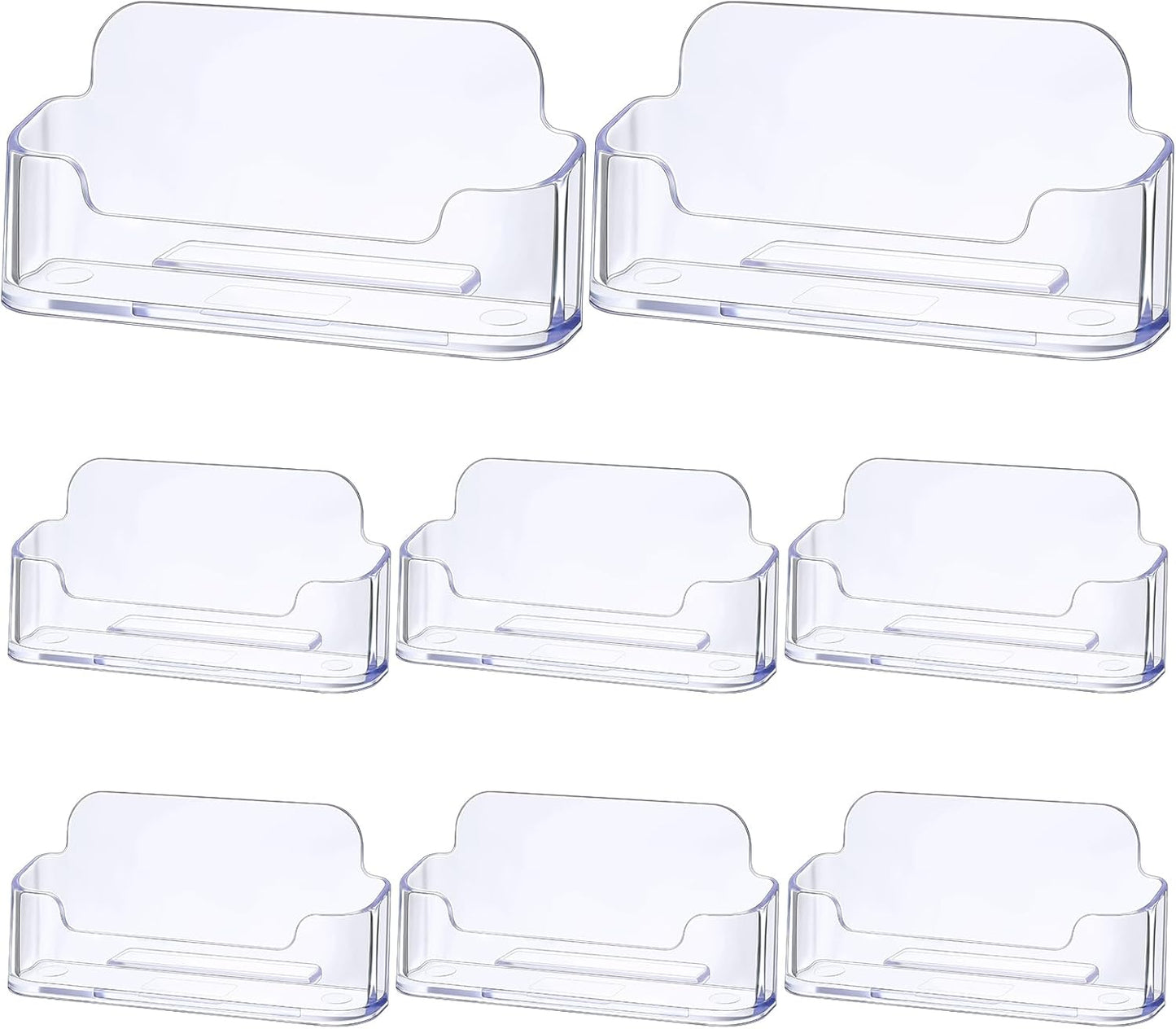Leinuosen 8 Pack Business Card Holder for Desk Acrylic Business Card Holder Display Clear Label Stand Label Table Desktop Organizer for Home and Office