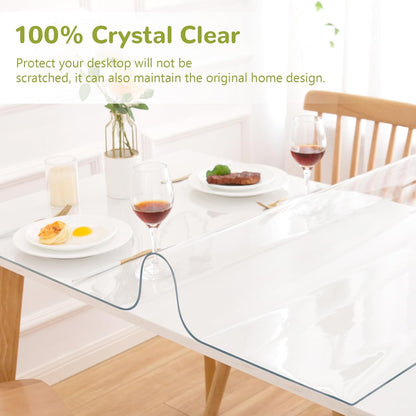 42 x 66 Inch Clear Table Cover Protector, Clear Table Protector for Dining Room Table, 1.5mm Plastic Table Cover, Waterproof Table Pad for Kitchen, Office