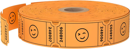 Methdic 1000 Smile Raffle Tickets Orange, Single Roll, Ticket for Events, Entry, Class Reward, Fundraiser & Prizes