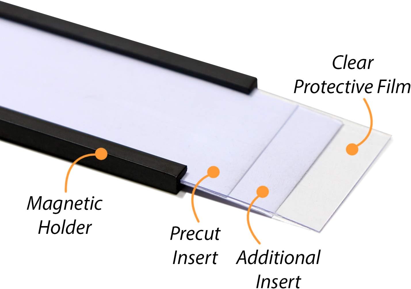 SmartSign Magnetic 'C' Channel Label Holders for Metal Racks and Shelves | 1" x 6" Pack of 25
