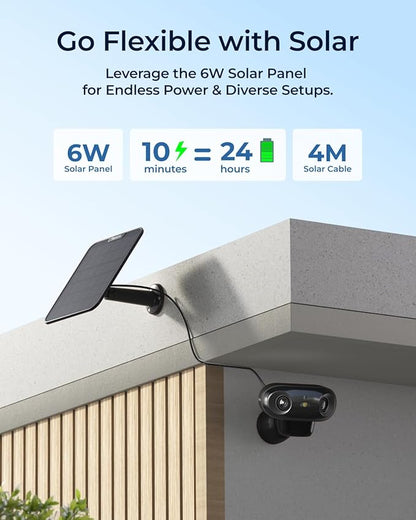 REOLINK Argus 4 Pro Black, 4K Dual-Lens 180° Solar Security Cameras Wireless Outdoor, 8MP ColorX Night Vision for Home Surveillance, 5G/2.4GHz WiFi, AI Detection, No Subscription, Home Hub Compatible