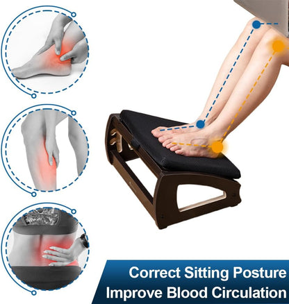 StrongTek Wood Ergonomic Footrest - 4-Angle Adjustable Foot Stool for Desk, Office Footrest, Anti-Slip Foot Stand for Under Desk, Enhances Posture, Promotes Blood Circulation, Easy Assembly (Espresso)