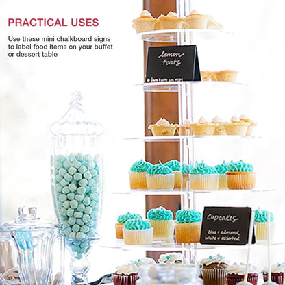 30 Pack Food Labels for Party Buffet, 4x3 Inches Mini Chalk Board Signs, Reusable Food Labels, Buffet Display, Name Tag