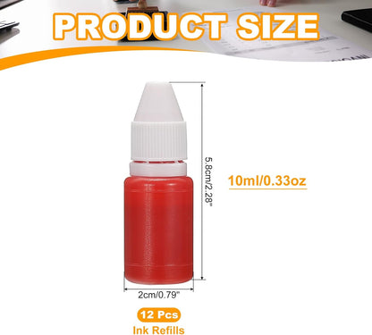 PATIKIL 0.33oz Refill Ink for Stamps and Ink Pads, 12Pcs 10ml Stamp Pad Ink Refill for Office Stamp Self Inking Stamp Date Stamp Scrapbooking, Red