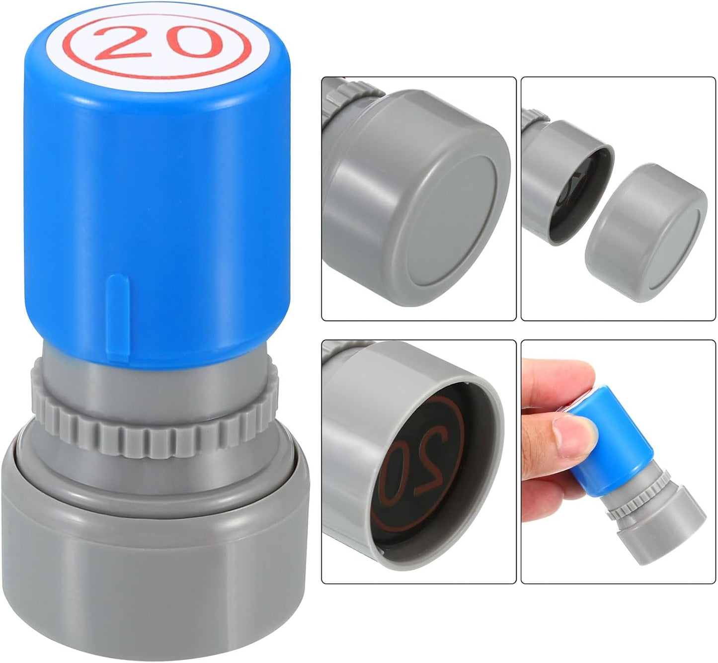 PATIKIL Number Stamps Self Inking, Numeral 20 Number Stamp Teacher Stamp Initial Stamp Ink Stamp for Class Notebook Scrapbooking DIY Craft Style 2, Red Ink