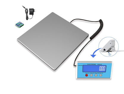 Shipping Scale 440lb with High Accuracy, Heavy Duty Stainless Steel Postal Scale with Hold/Tare, Digital Shipping Scale for Packages/Luggage/Post Office/Home, Battery & AC/DC Adapter