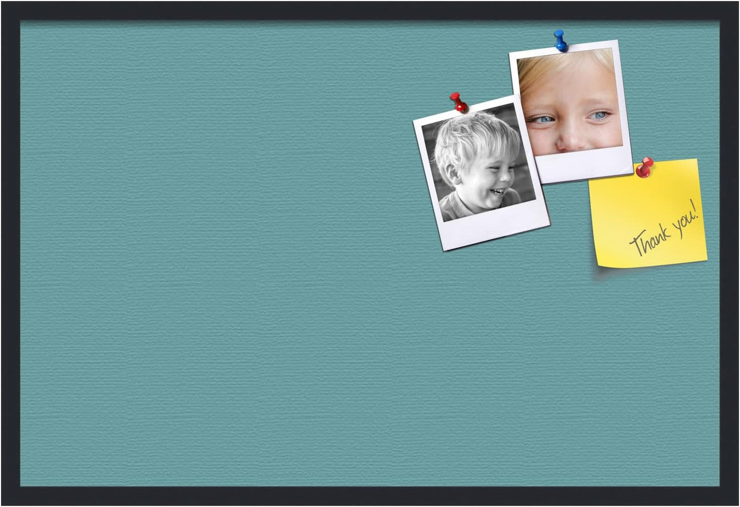 PinPix 36x24 Inch Cork Bulletin Board. This Decorative Framed Pin Board Comes with Aqua Pastel Design and a Satin Black Frame. Ideal for Home Office Decor or Message Board (PinPix-1806)