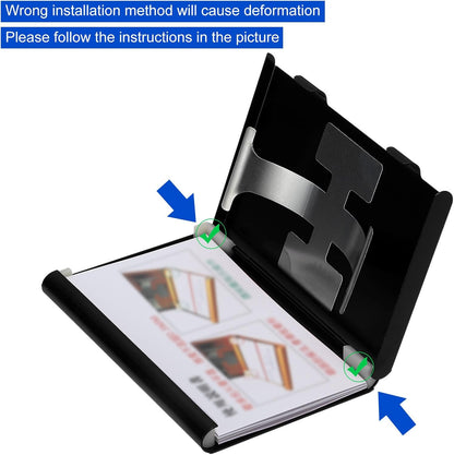 PATIKIL 2 Pcs Business Card Holder, Thumb Drive Business Card Holder Portable Business Card Holders Alloy Slide Out Card Case for Business Meeting, Black