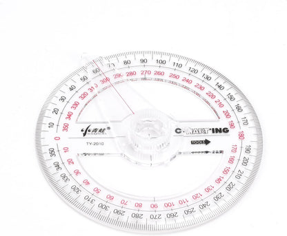 360° Protractor Set (20-Pack) – Clear Plastic Math Protractors for Geometry, Drafting & Angle Measurement – 4-Inch Swing Arm Protractor Ruler for Students, Engineers & Artists