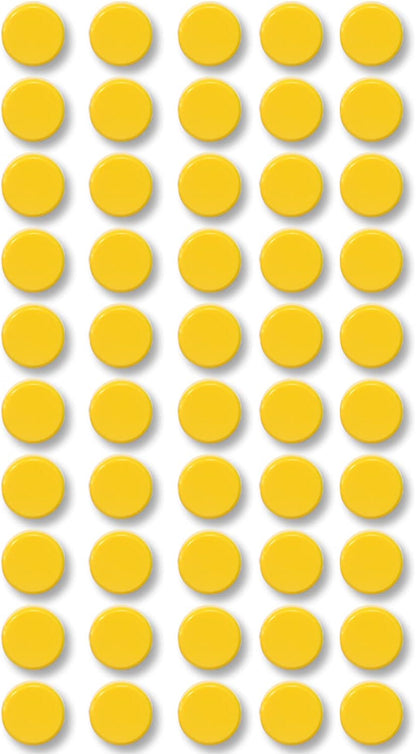 Qualsen Fridge Magnets 50 Pack, Funny Cute Round Refrigerator Magnets for Whiteboard, Locker, Office, Classroom (Yellow)