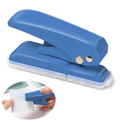 Single Hole Punch, 40 Sheets Punch Capacity, Kaluofan Hole Puncher Single, Small Hole Punch with Non-Slip Removable Base, One Hole Puncher for Crafts, Scrapbooks, Paper, Chipboard (Bule)