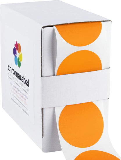 ChromaLabel 1.50 Inch Round Label Permanent Color Code Dot Stickers, 500 Labels per Dispenser Box, Orange