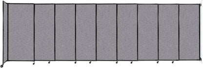 Wall-Mounted Sliding StraightWall Room Divider | Adjustable Widths | Locking Wheels | Room Separator | Up to 19'9" Wide x 6' Tall Cloud Gray Fabric Panels