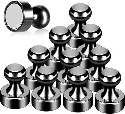 12Pack Fridge Magnets Black,Metal Refrigerator Magnet, Strong Push Pin Magnets for Whiteboard, Refrigerator, Dry Erase Board, Map, Locker Accessories, Office Accessories, Kitchen Accessories