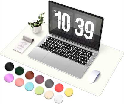 Leather & Suede Desk Pad Protector - Non-Slip, Waterproof Blotter Mat, Large Mouse Pad, Office & Home Desk Cover (White, 23.6" x 13.7")