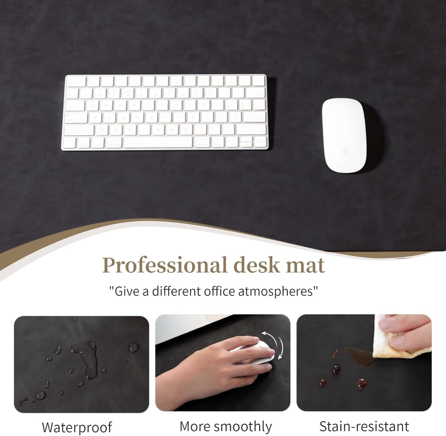 Leather Desk pad for Computer and laptops, Ideal for Gaming and Office use, Large Mouse pad and Keyboard mat,Desk mat Special for Man. A complimentary Wrist pad and Phone Stand.(Black, 15.7"x 31.5")