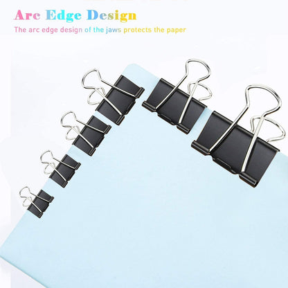 Medium Binder Clips, 72 Pack, 1-1/4 Inch, 1.25 Inch, Standard 32mm, Black, Capacity 0.6 Inch, Metal Paper Clips, Fold Clamp, Office Clips, School & Home Use
