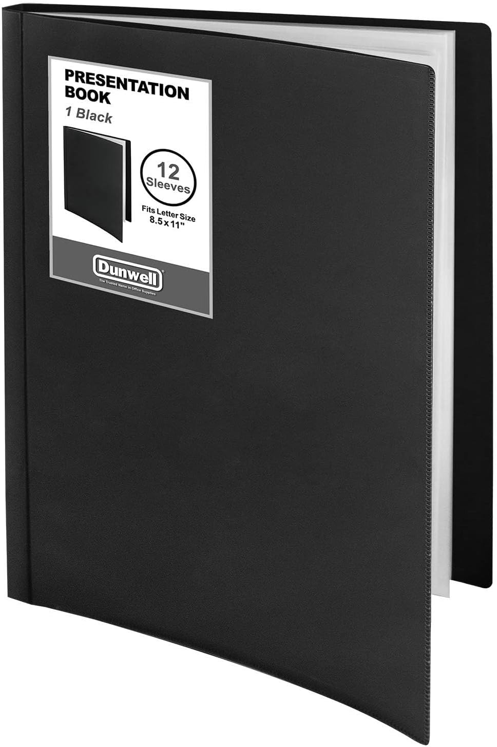 Dunwell Presentation Binder 12-Pocket, Displays 24 Pages, 8.5x11 Portfolio Binder with Plastic Sleeves, Storage and Organizer for Documents, Certificates, Projects, Photos (Black)